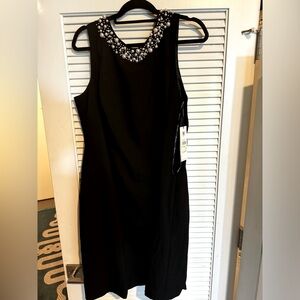 NWT 18W Calvin Klein Pearl Collar Black Dress